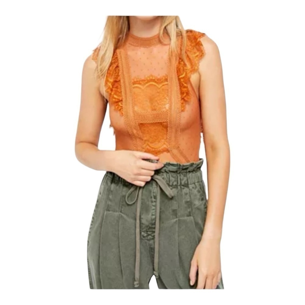 Free People Winnie Bodysuit in Copper Ginger NWT